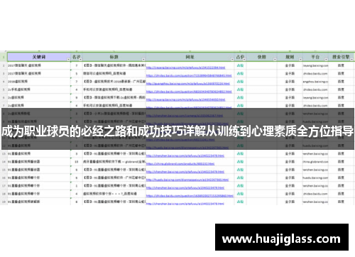 成为职业球员的必经之路和成功技巧详解从训练到心理素质全方位指导
